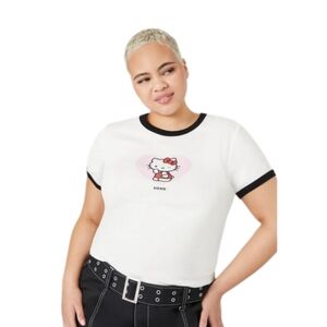 Forever‎ 21 Plus Hello Kitty and Friends White Cropped Ringer T-Shirt 3XL
